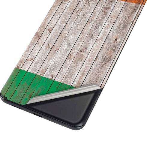 Ireland Flag Dark Wood Galaxy S21 Ultra 5G Skin